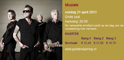 Golden Earring Gouda April 21, 2013 show announcement